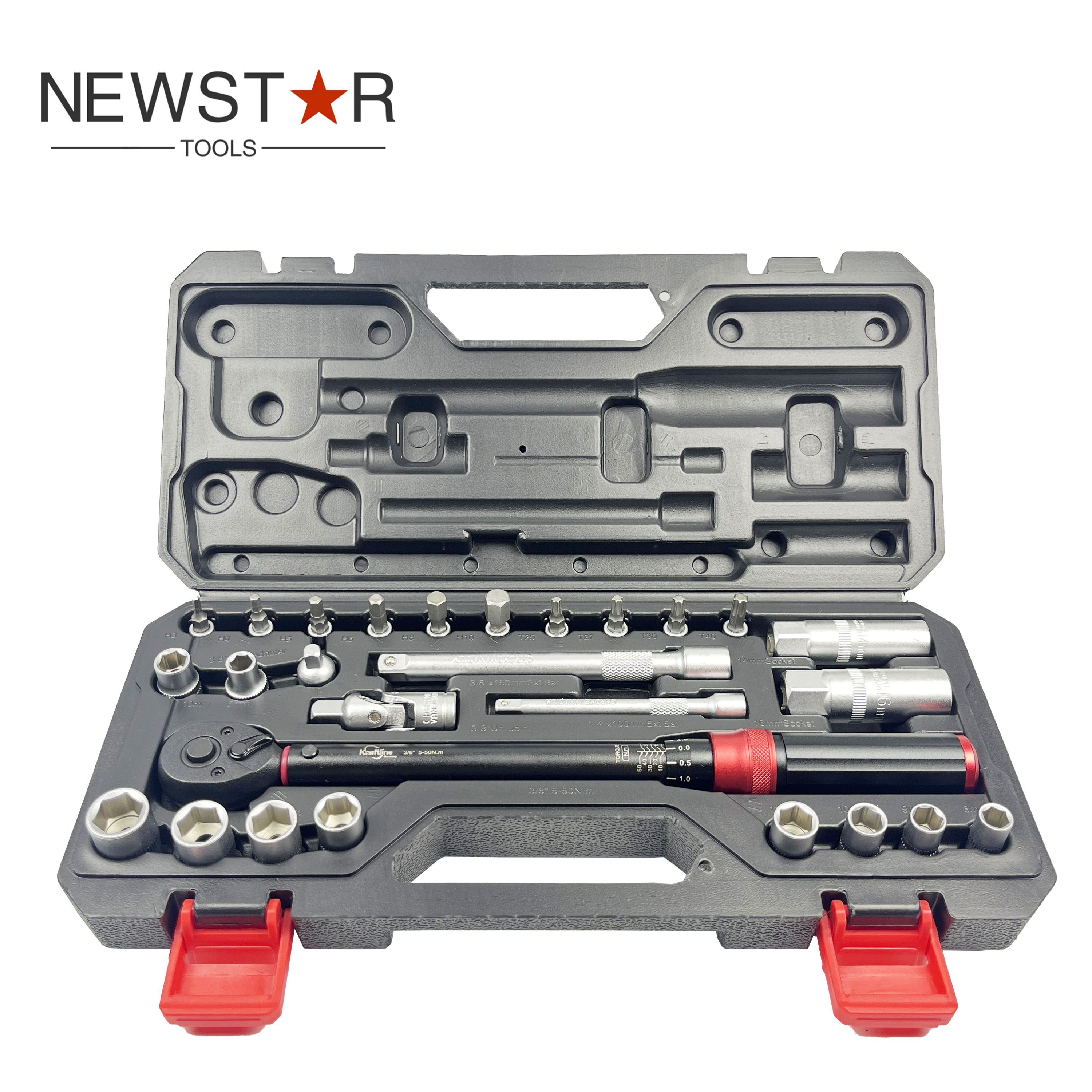 Kit de ferramentas de reparo automotivo de nível industrial com armazenamento personalizado em espuma EVA e soquetes métricos/SAE